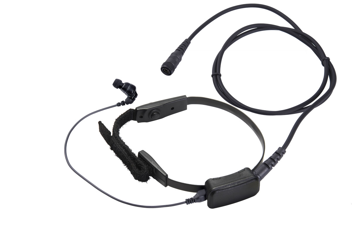 骨伝導咽喉マイク&片耳イヤホン (首元PTT付き)