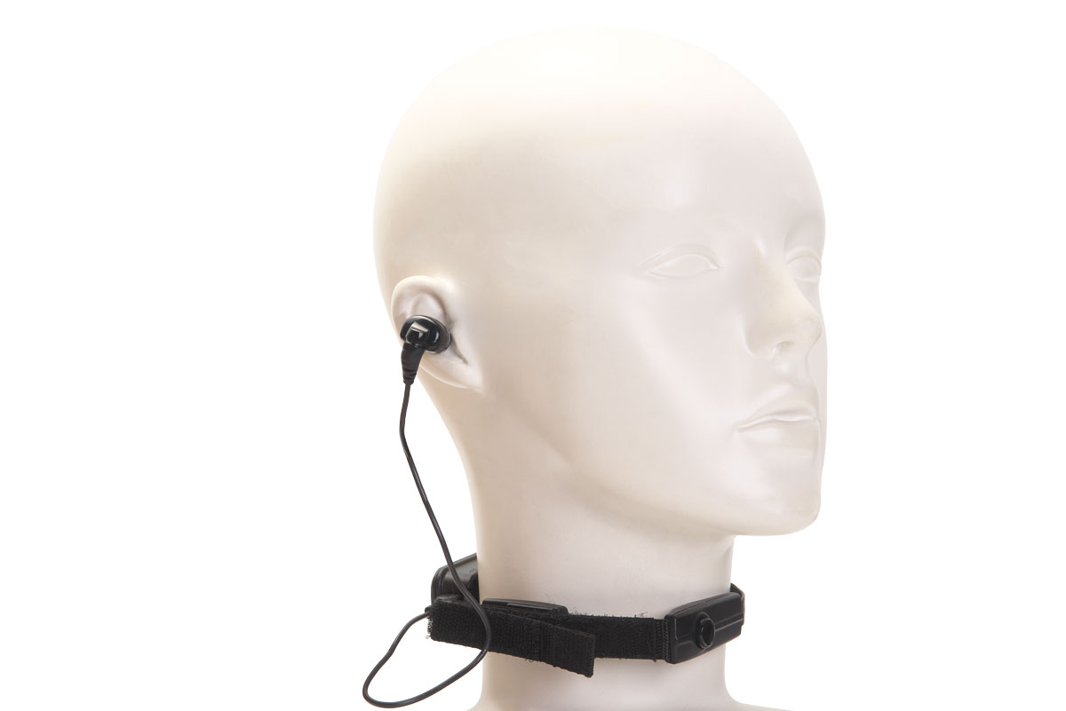 骨伝導咽喉マイク&片耳イヤホン (首元PTT付き)