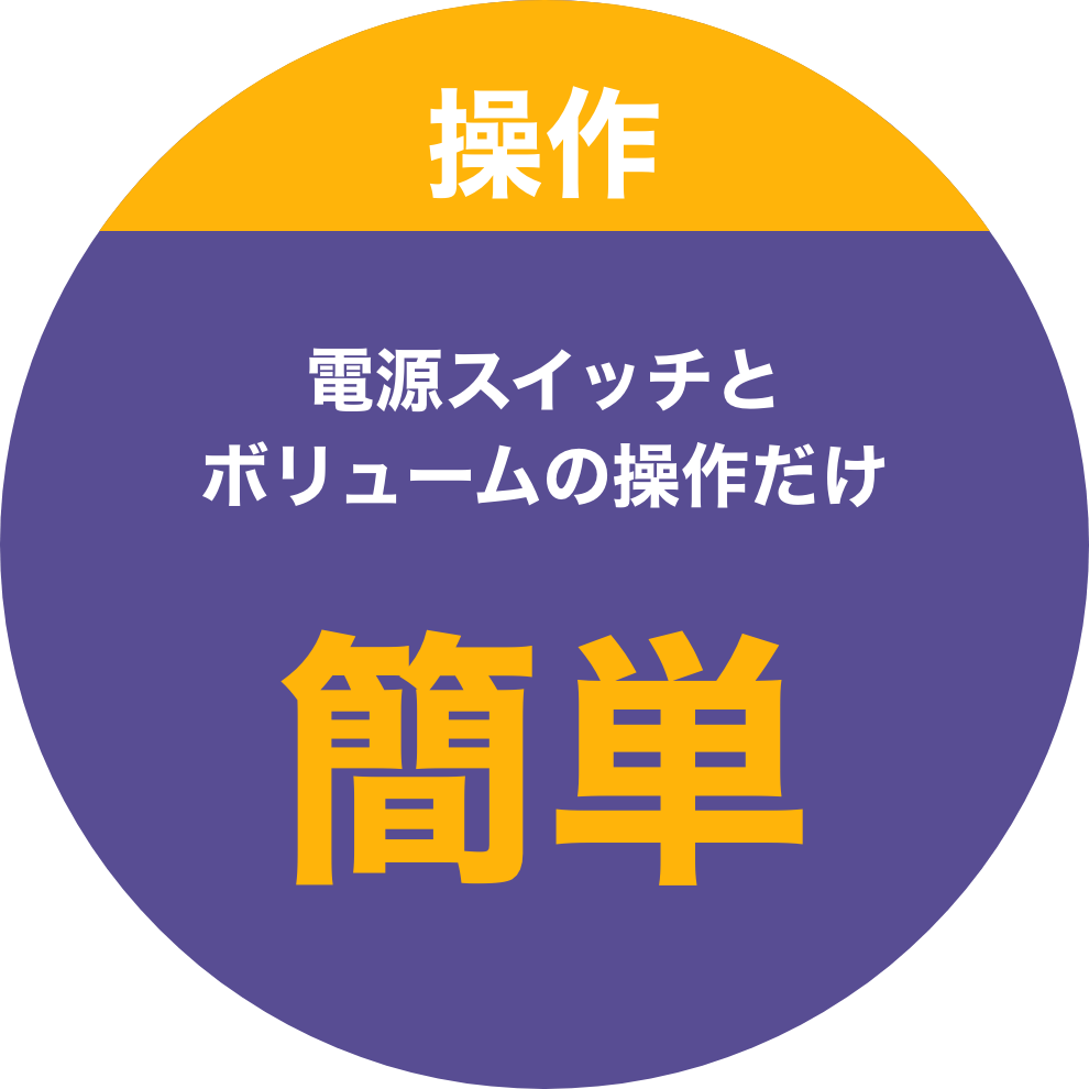 操作 電源スイッチとボリュームのみ簡単操作